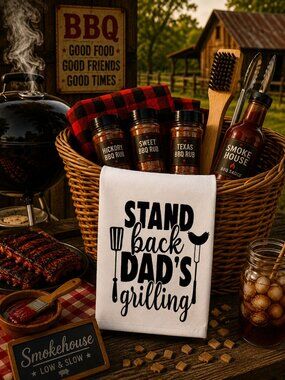 Stand Back Dad is Grilling Bar Towel